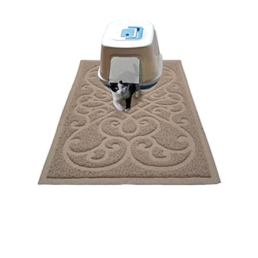 PetLike Cat Litter Box Mat Thick Kitty Litter Trapping Mat DurableWaterproof Washable with NonSlip Backing Soft on Kitty Paws and Easy to Clean BPA Free
