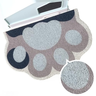 Rarenut Cute Cat Litter Mat 24x16 Litter Box Mat Litter Trapping Mat Soft on Kitty Paws Easy Clean Anti Slip Pet Accessories Door Floor mats Blue Grey6040