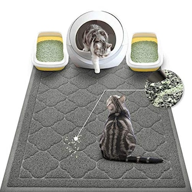 WePet Cat Litter Box Mat Kitty Premium PVC Pad Durable Trapping Rug Phthalate Free UrineResistant Scatter Control XXL 47 x 36 Inch Grey