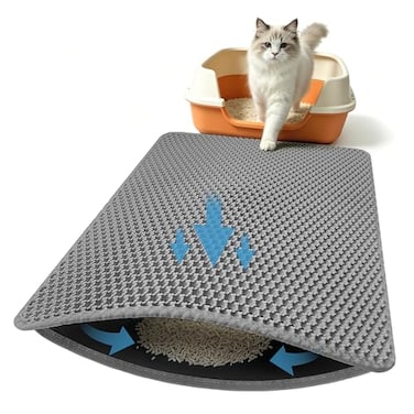 Xuanyaente Double Layer Honeycomb Ultra Soft Cat Litter Mat 234 x 147 BPAFree Upgraded NonSlip UrineProof Bottom Durable Easy Clean Gray Pack of 1
