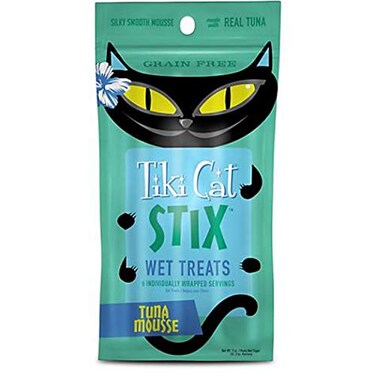 Schesir Tiki Cat Stix Grain Free Wet Mousse Treats for Cats Tuna 3ounce Pouches 12 Count