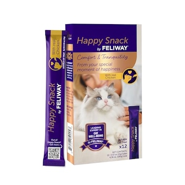 FELIWAY Happy Snack by Delicious Lickable Squeezable Pure Cat Treats for a Daily Calming Routine Made with Real Chicken 12 Pack 05oz Tubes