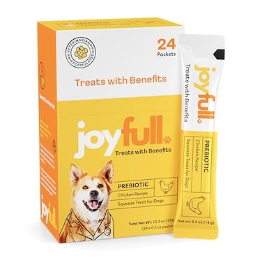 JoyFull Chicken Squeeze Treats for Dogs Prebiotic Gut Health Snacks Made with Real CageFree Chicken Lickable EnrichmentFriendly Meal Topper 24 Easy Squeeze Paste Treats 05oz Each