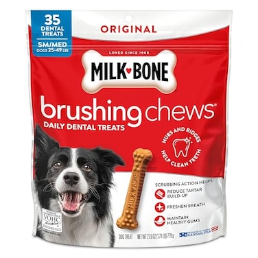 Milk-Bone MilkBone Brushing Chews Original Chicken Flavor Daily Dental Dog Treats SmallMedium 275 Oz Bag
