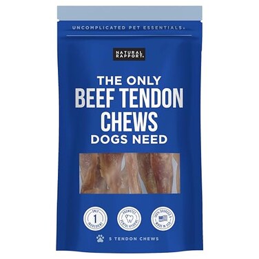 Natural Rapport Beef Tendon Dog Chews Single Ingredient Long Lasting Promotes Dental Health Joint Support 5 Count