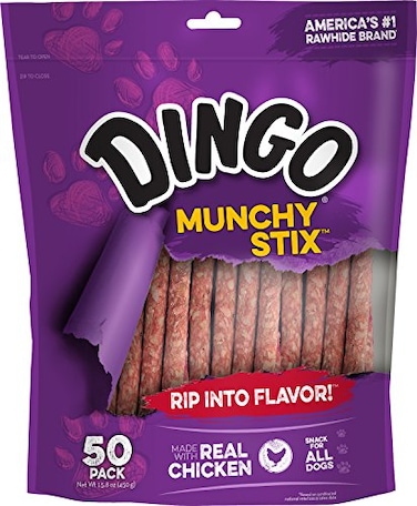 Dingo Munchy Stix for Dogs Made with Real Chicken Treats for Small Medium and Large Breads 50Count