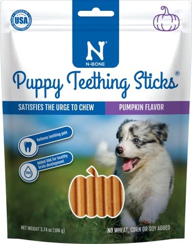 N-Bone NBone Puppy Teething Sticks Pumpkin Flavor 374oz Bag