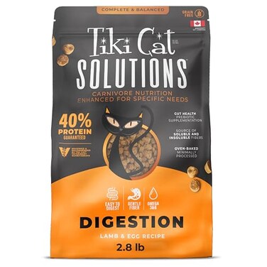 Buddy Biscuits Tiki Cat Solutions Dry Cat Food Digestion Lamb Egg 28 lbs Bag