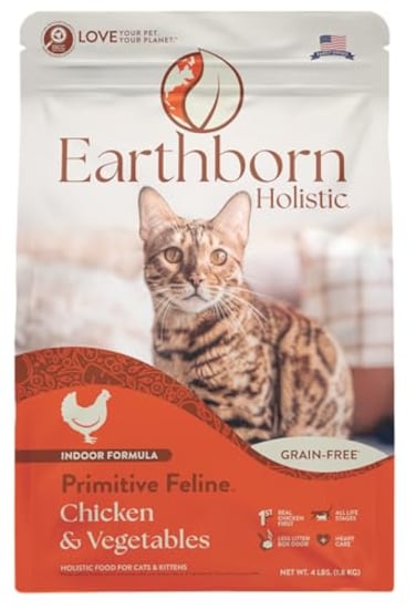 Earthborn Holistic Primitive Feline GrainFree Dry Cat Food 4 Pound Pack of 1