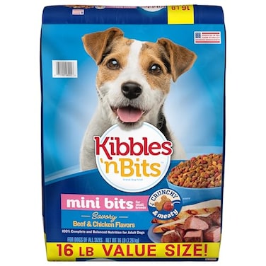 Kibbles 'n Kibbles N Bits Small Breed Mini Bits Savory Beef Chicken Flavors Dog Food 16PoundPack of 1