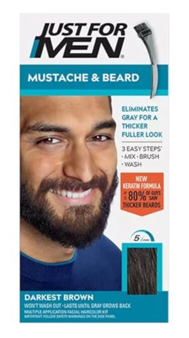 Just for Men Mustache Beard M50 Darkest Brown Color Gel Case of 6