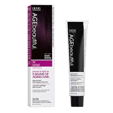 AGE beautiful Permanent Hair Dye 1V Plum Black Cool Violet Black Hair Color Cream with 100 Gray Coverage AntiAging Biotin Formula for Thicker Fuller Hair Professional Salon Quality