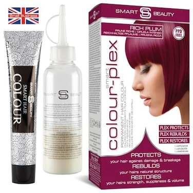 Smart Beauty Plum Hair Dye Permanent with Plex Antibreakage Technology Cream Form Vegan PPD Free For Light to Middark Brown Hair