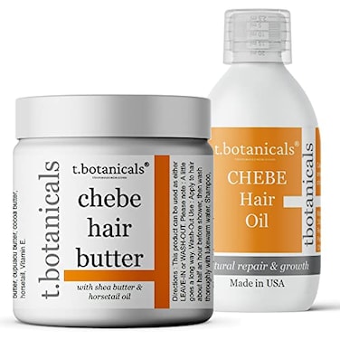 t.botanicals Hair Growth Set from Chad Africa 4 oz Organic Chebe Oil 8 oz Unscented Chebe Butter with Horsetail