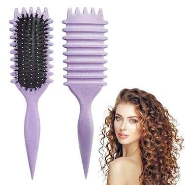 DiorSun Curly Hair Brush Curl Defining Brushes Styling Brush for Curly Hair Shaping and Defining Curls Brushes for Women Purple