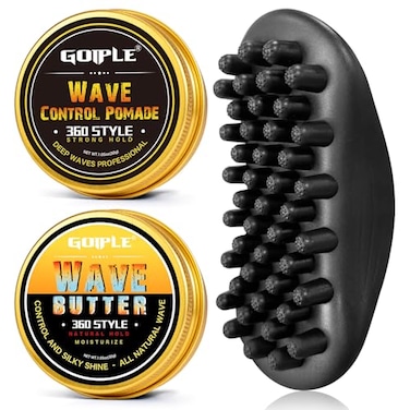 Goiple Wave Pomade Hair Twist Sponge Brush Twist Styler for Black Men Washable Afro Curl Sponge Racket for Barbers Daily Use Ideal for Curly Rubber Large Tooth Brush Hair Pomade Styling Set