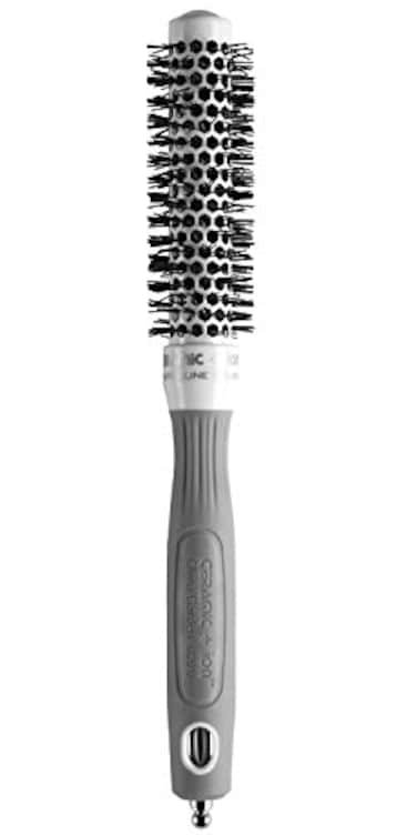 Olivia Garden Ceramic Ion Round Thermal Hair Brush Not Electrical Professional Blowout Brush for Normal to Thick Hair 075Diameter Barrel White and Grey CI20