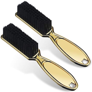 Patelai 2 Pcs Gold Barber Blade Cleaning Brush for Clipper Cleaning Nail Cleaner Styling Brush for Fades Tapers Trimmer Manicure Salon