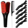 Honeydak Double Brush Boar Bristle Clamp Comb with Alligator Clips Rat Tail Comb for Hair Styling Red Black