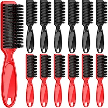 Patelai 12 Pcs Barber Clipper Brush Blade Trimmer Cleaning Brush for Fades Nail Neck Duster Manicure SalonBlack Red