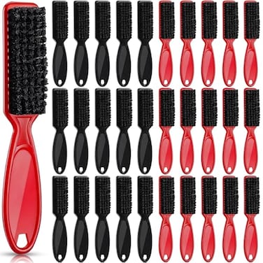Patelai 30 Pcs Blade Clipper Cleaning Brush Scrub Brush Barber Fade Trimmer Nylon Hair Styling Tool for MenBlack Red