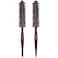 Wanmu 2 Pcs Small Round Brush Natural Boar Bristle Hair Brush Portable Mini Round Brushes with Wood Handle for Women and Men Short or Thin Hair Beard Fine Drying Styling Curling Restore Shine
