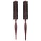 Wanmu 2 Pcs Small Round Brush Natural Boar Bristle Hair Brush Portable Mini Round Brushes with Wood Handle for Women and Men Short or Thin Hair Beard Fine Drying Styling Curling Restore Shine