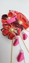 CRB Fashion Womens Japanese Kimono Flower HairclipHair Tie Band Clip Multi Red