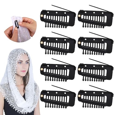 Vodolo Chunni Clips with Safety Pins8 PCS Strong Chunni Grip Dupatta Setting Clips Indian for Woman Black
