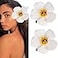 Love Sweety 2pc Hawaiian Plumeria Hair Clips Delicate Dew Galsang Flower Barrettes for Beach PartyWhite