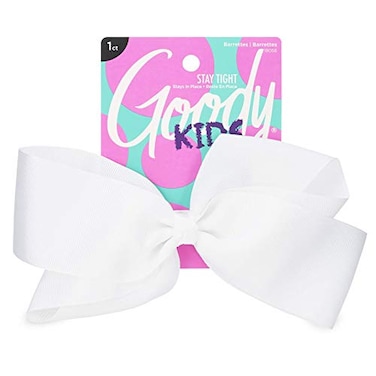 GOODY Goody Kids Large Bow Barette White Stay Tight Closure Help Keep Hairs In Place Hair Accessories