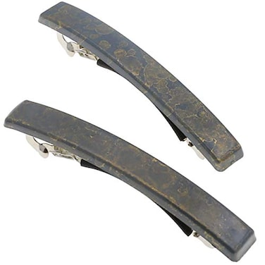 Camila Paris CP3076 French Hair Barrette Clip for Girls Set of 2 Grey Rubberized Metal Clasp Strong Hold Grip Hair Clips for Women No Slip Durable Styling Girls Hair Accessories Made in France