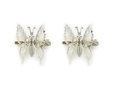 Cafurty 2PCS Silver Butterfly Hair Clips Moving Wings Butterfly Clips Moving Wings Hair Clips Silver