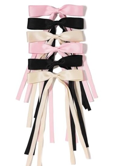 LFOUVRE Hair Bows for Women Pink Black Beige