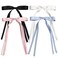 SALOCY Hair Clips 4 PCS Hair Bow Clips for Women Girls with Long Tail Tassel Ribbon Bowknot Hair Accessories Satin Hair Clips for Hair Design Black White Pink Blue