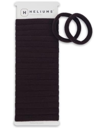 Heliums Soft Hair Ties No Damage Seamless Nylon Fabric Bands Stretchy Ponytail Holders for Thin Thick Hair 15 Inch Dark Brown 20 Pack