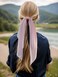 LFOUVRE Pack of 2 Knotted Bow Hair Scrunchies Elastic Hair Scarf Black Hair Ties Bands Satin Hair Ribbon Scrunchy Red Ponytail Holder for Women and Girls Light pink