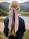 LFOUVRE Pack of 2 Knotted Bow Hair Scrunchies Elastic Hair Scarf Black Hair Ties Bands Satin Hair Ribbon Scrunchy Red Ponytail Holder for Women and Girls Light pink