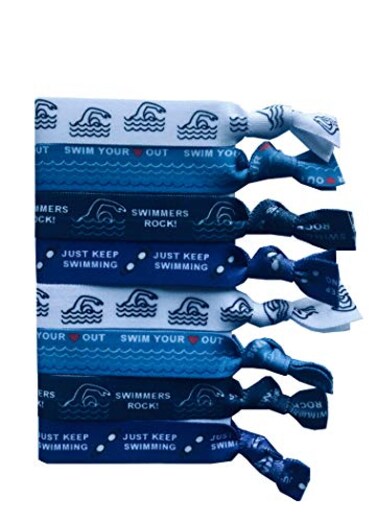 Sportigift 8 Piece Swimming Hair Elastic Set Hair Accessories for Girls Women Coaches Teams Swim Meets MADE in the USA