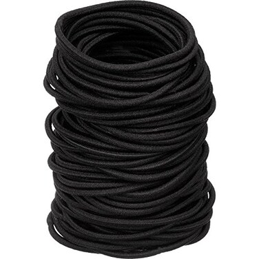 EBOOT 100 Pcs Black Hair Bobbles Elastic Hair Bands Hairs Ties for Women Bulk 3mm Ponytail Holders
