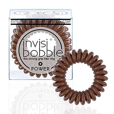 invisibobble Power Traceless Spiral Hair Ties 3 Pack Pretzel Brown Strong Elastic Grip Coil Hair Accessories for Active Women No Kink Non Soaking Gentle for Girls Teens and Thick Hair