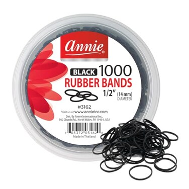 Annie ANNIE 1000 Black Mini Rubber Bands 12 Durable Elastic Hair Braiding Bands Secure Stretchy Strong
