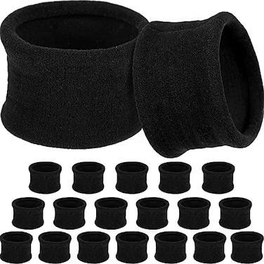 EBOOT 20 Pieces Large Cotton Stretch Hair Ties Bands Rope Ponytail Holders Headband for Thick Heavy or Curly Hair 65 cm in Diameter Black