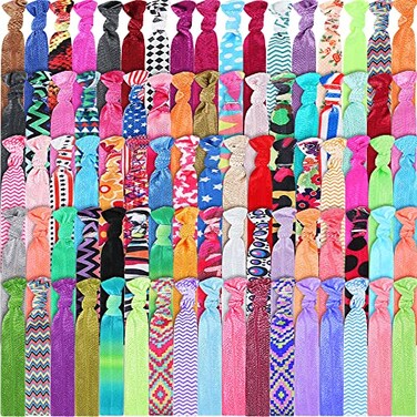 Syhood 200 Pcs Ribbon Hair Ties Bulk No Crease Ponytail Holders Knotted Fold over Elastic Hair Bands for Women