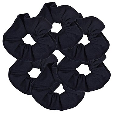 Motique Accessories 6 Pack Large Solid Scrunchies Hair ElasticsNavy