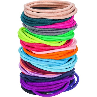 EBOOT 100 Pieces Hair Elastics Hair Ties Ponytail Holders Hair Bands 5 x 03 cm Bright Color