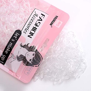 YOUXUAN Youxuan 1000Pack Elastic Hair Ties Nonslip Rubber Hair Bands for Girls Clear