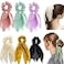 DINPREY Elegant Hair Accessories for Women Girls Versatile Scrunchies Bundle 8 Pcs Double Layer Hair Ties with Bunny Ear Design 6 Colors