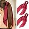 LFOUVRE Pack of 2 Knotted Bow Hair Scrunchies Elastic Hair Scarf Hair Ties Bands Satin Hair Ribbon Scrunchy Red Ponytail Holder for Women and Girls Hair Scarf Scrunchies Hair Accessories Burgundy