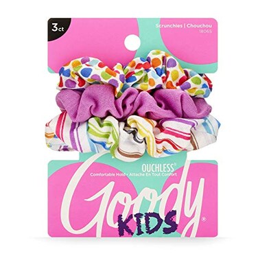GOODY Goody Ouchless Hair Scrunchie 3 Count Purple Rainbow Help Keep Hairs In Place Hair Accessories